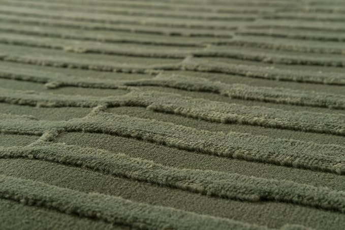 Revival Rugs Soloba 7'10"x10' Washable Area Rug for Living Room Bedroom - 100% Recycled Oeko-TEX Certified, Medium Pile, Green