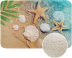 Palm Starfish Seashell Bath Mats for Bathroom Summer Beach Sea Sand Water Floor Bath Rugs Machine Washable Bathmat Carpet Rug Room Decor for Shower Floor 20 X 31 Inch Mat