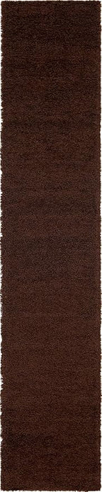 Unique Loom Solid Shag Collection Area Rug (2' 6" x 13' 1" Runner, Chocolate Brown)