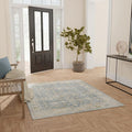 Nourison Home Astra Machine Washable Teal Beige 4' x 6' Area Rug Easy Clean, Non Shedding, Bed Room, Living Room, Dining Room, Kitchen (4' x 6')