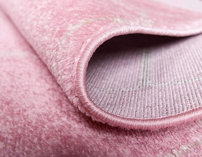 Unique Loom Trellis Frieze Collection Area Rug - Geometric (5' Square, Light Pink/ Ivory)