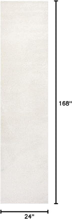 Eyely UES100T-214 Supersoft Haze Solid Low-Pile Indoor Runner Rug, Coastal, Bohemian, Minimalist, Classic, Casual for Bedroom,Kitchen,Living Room,Non Shedding,Easy-Washing, Cream, 2 X 14