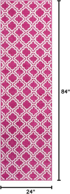 Modern Rug Calipso Pink 2' x 7'3'' Runner Lattice Trellis Accent Area Rug Entryway Bright Kids Room Kitchn Bedroom Carpet Bathroom Soft Durable Area Rug