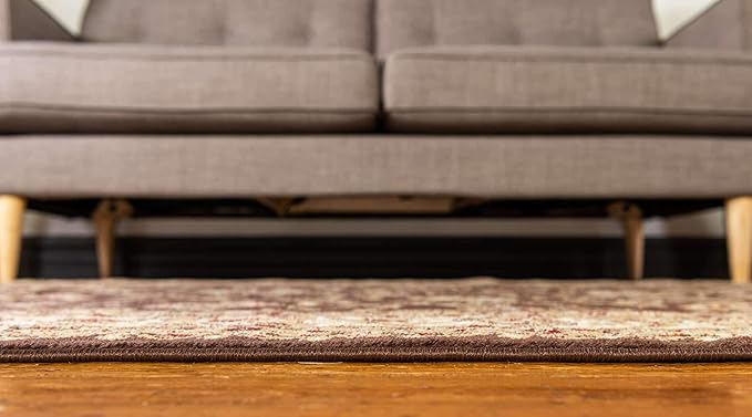 Unique Loom Voyage Collection Traditional Oriental Classic Intricate Design Area Rug (6' 0 x 6' 0 Round, Brown/Ivory)