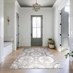 CAMILSON Indoor Outdoor Rug 10x14 Bohemian Medallion Floral Area Rugs for Indoor and Outdoor Patios Easy-Cleaning Non-Shedding Living Room Garden and Kitchen Washable Outside Carpet (10 x 14 / Beige)