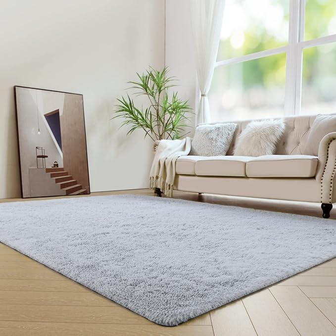 duduta 6x9 ft Grey Rectangle Fluffy Rug, Shag Fuzzy Plush Carpet for Bedroom Nursery Living Room Home Decor
