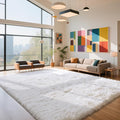 Fluffy Rug Shaggy Area Rug, White 8x10 Area Rugs for Living Room, Large Shag Area Rugs for Bedroom Kids Room Home Decor, Upgrade Anti-Skid Rectangular Fuzzy Rugs
