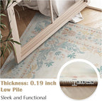 jinchan Vintage Floral Runner Rug 2x6 - Machine Washable Distressed Design Non-Slip Low-Pile Soft Thin Carpet for Hallway Kitchen Farmhouse Bedroom Entryway Laundry Room (2x6ft, Apricot Multi)