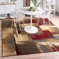 Unique Loom Barista Collection Area Rug - Timor (6' 1" Square, Multi/Red)