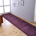 Hand Knotted Loom Wool ECO-Friendly Area Rugs - 2'6"x8', Runner, Purple Color, Solid Plain Design, High Pile Handmade Anti Skid Area Rugs for Living Room, Bed Room (L00111)