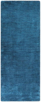 Hand Knotted Loom Wool ECO-Friendly Area Rugs - 2'6''x6', Runner, Blue Color, Solid Plain Design, High Pile Thick Handmade Anti Skid Area Rugs for Living Room, Bed Room (L00111)