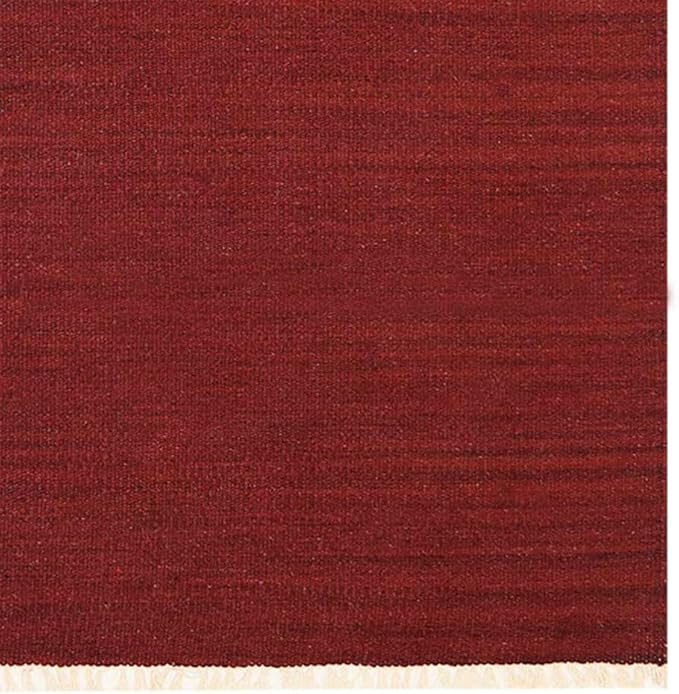 Rugsotic Carpets Hand Woven Flat Weave Kilim Wool 2'6''x6' Runner Area Rug Solid Burgundy D00111