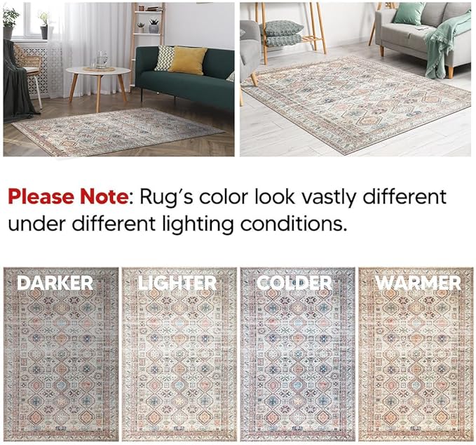 Keen Home Design 2x7 Rug - Machine Washable Runner Rug with Non-Slip Backing, Ideal for Hallway, Entryway, Kitchen, Laundry Room - Vintage, Easy Clean, Durable, Low Pile Rug - (2'6" x 7')