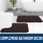 OLANLY Toilet Rugs U-Shaped 24x20, Extra Soft Absorbent Chenille Contour Bathroom Rugs for Toilet, Dry Quickly, Machine Washable, Non-Slip Bath Mat, Brown