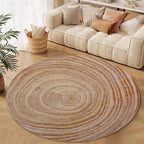 Tree Stump Growth Rings Washable Round Rugs Wood Color Texture Circle Rugs for Living Room Entryway Round Area Rug Soft Non Slip Nursery Carpet for Bedroom Dining Coffee Table 7ft