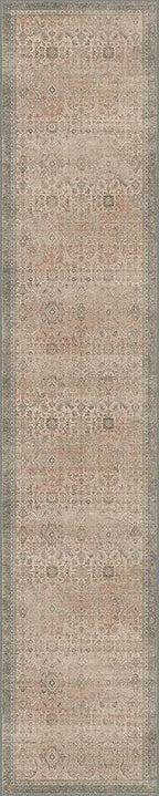 2x10 Runner Rug Machine Washable Boho Runners for Hallway,Ultra-Thin Low Pile Rug,Lightweight Indoor Carpet,Non Slip Floral Runners for Enrtyway, Corridor, Home Office, Kitchen,Light Beige