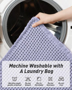 Upgraded Waffle Runner Rug Super Absorbent Non Slip Bath Mats for Bathroom Machine Washable Bathroom Runner Rug with Tassels, Ideal for Hallway Bedroom Laundry Room, 2' x 5' (24" x 60"), Purple