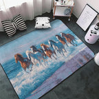 Horse Run Gallop in Waves Ocean Area Rug Washable Outdoor Rugs Anti-Slip Soft Carpet Entryway Indoor Door Mat for Bedroom,Living Room,Porch,Terrace and Entrance Decor 8'x 5'