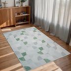 3x5 Rugs Machine Washable, Ultra-Thin Area Rugs for Bedroom Entryway Living Room Bedside Low-Pile, Boho Small Throw Floor Carpet Non Slip Soft Indoor Rug Modern Abstract Light Green