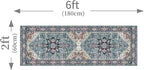 Enkor Runner Rugs for Hallway, 2x6 Washable Soft Boho Non Slip Floor Rugs for Kitchen, Modern Mat for Living Room Bedroom Entryway Purple & Green