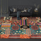 Vintage Boho Area Rugs Multicolor Ethnic Style Geometric Splicing Carpets Bedroom Living Room Kitchen Floor Mats Indoor Outdoor Non-Shedding Runner Rug Home Décor Carpet 4' X 5.2'