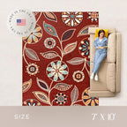 Maples Rugs Reggie Floral Area Rug - Made in USA - Low Pile, Non Slip, Pet-Friendly Mat for Living Room, Bedroom, and Office, 7' x 10', Merlot