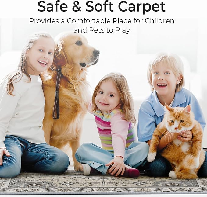 Hallway Runner Rug 2x8ft Kitchen Runner Rug Non Slip Washable Runner Rugs, Thick Faux Wool Carpet Runner Rugs with Rubber Backing for Hallway, Kitchen, Entryway, Living Room, Bedroom, Laundry