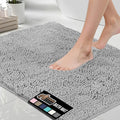 GORILLA GRIP Bath Rug Mat 30x20, Thick Soft Absorbent Chenille, Quick Dry Microfiber Mats, Rubber Backing Washable Shower Floor Rugs, US Designed Bathroom Bathmat Home Decor Accessories, Light Gray
