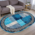 Blue Grey Black Greek Key Pattern Bordered Design Large Carpet for Living Room Bedroom Dining Room Soft Non Slip Low Pile Area Rug 2x3 Farmhouse Doormats Vintage Distressed Home Office Oval Rugs