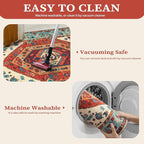 SERISSA Boho Area Rug 5x7 Orange, Washable Large Rugs for Living Room, Ultra Soft Non-Slip Bedroom Rug Print Distressed Vintage Tribal Farmhouse Carpet Rug for Dining Room Dorm Office Home Decor
