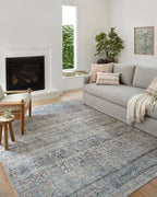 Loloi Amber Lewis Billie Collection, Denim & Blush 2'-3" x 3'-9" Area Rug – Antique & Distressed Accent Rugs for Living Room, Bedroom, Entryway & Hallway, No Shed High Traffic Area Home Decor Rug
