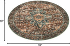 Moynesa Ultra-Thin Washable Round Rug - 5ft Entryway Round Rug Vintage Kitchen Mat, Non-Slip Non-Shedding Stain Resistant Bedroom Carpet for Indoor Living Dining Room Coffee Table Nursery