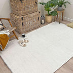 Alfa Rich 7x10 White Washable Area Rugs for Living Room Bedroom Kitchen Cotton Decor Rug