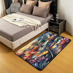 Dragonfly 3x5 Area Rug Colorful Flowers Rugs for Living Room | Watercolor Beetles Washable Rug, Dreamy Rustic Aesthetic Animal Carpet Indoor Floor Mat
