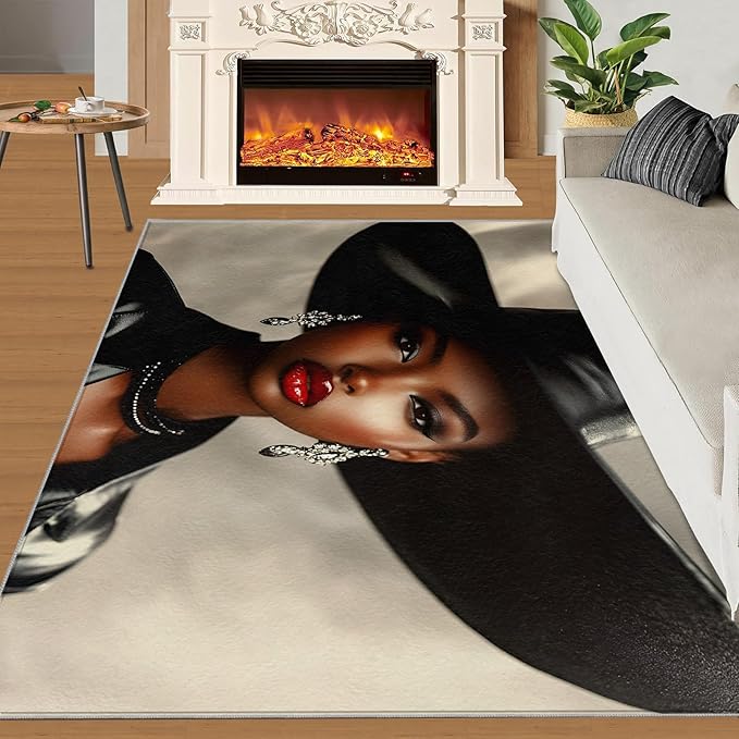 3x5 Fashionable Woman Dorm Rug - Modern Woman Small Rugs for Bedroom, Sexy Girl Area Rug Washable Non Slip for Bedroom Kitchen Living Room Entryway