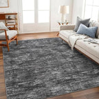 Garvee Bath Rugs for Bathroom 5x7 Rug for Entryway Indoor Machine Washable Area Rugs with Non Slip Backing, Non Shedding Stain Resistant Modern Solid Carpet for Living Room, Bedroom, Dark Grey