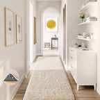 Ophanie Runner Rug for Hallway, 2x5 Upgrade Non-Slip Fluffy Soft Bedside Rugs, Bedroom Living Room Ivory Shaggy Carpet for Kids Girls Boys Dorm Nursery Home Decor Aesthetic
