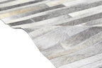 Cowhide Leather Rug for Living Room 9.9x14 Natural Leather Rug Modern Stripes Style Floor Carpet for Home Decor | Superior Indoor Area Rug, Dark Grey