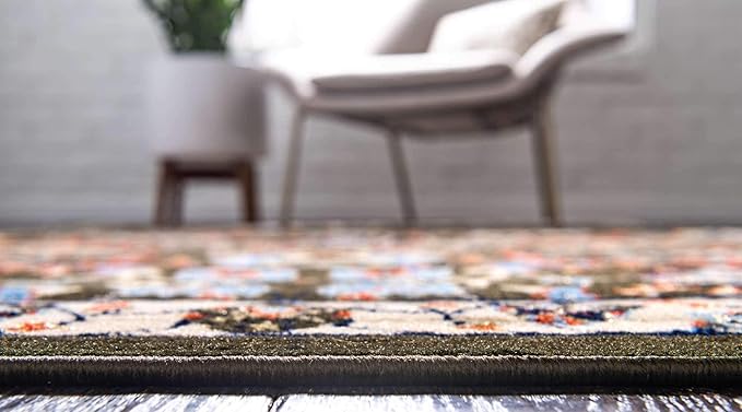 Unique Loom Espahan Collection Area Rug - Cape Cod (4' 1" x 6' 1" Rectangle, Green/ Black)