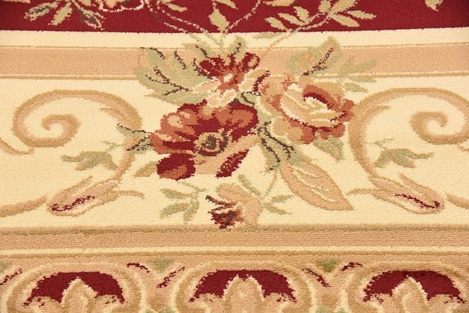 Unique Loom Versailles Collection Traditional Classic Floral Motif Area Rug (10' 0 x 13' 0 Rectangular, Burgundy/ Ivory)