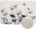 Cosmos Flowers Bath Mat for Bathroom Black and White Pattern Bath Rugs Door Mat Non Slip Rubber Backed Bathroom Floor Mat for Bathtub Sink Shower 20"X32"
