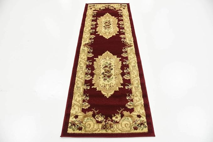 Unique Loom Versailles Collection Traditional Classic Floral Motif Area Rug (2' 2 x 6' 0 Runner, Burgundy/ Ivory)