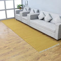 Rugsotic Carpets Hand Woven Flat Weave Kilim Wool 2'6''x10' Runner Area Rug Solid Gold D00111