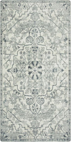 Lahome Bohemian Floral Medallion Runner Rug - 2x4 Beige Non Skid Laundry Room Rug Runner Hallway Runners, Distressed Soft Machine Washable Indoor Accent Carpet Runners for Bedside Entryway