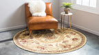 Rugs.com Chateau Collection Rug – 6 Ft Round Cream Medium Rug Perfect for Kitchens, Dining Rooms