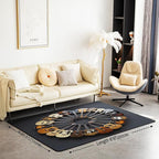 Round Guitar Large Area Rug 5x7 Musical Instruments Living Room Rug | Music Notes Modern Rock Rugs for Bedroom, Grunge Hip Hop Carpet Indoor Floor Mat