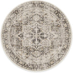 RUGGABLE Washable Vintage Area Rug – Kamran Hazel 8 ft Round, Stain-Resistant, Non-Slip – Large Machine Washable Rugs for Living Room, Bedroom, Hallway, Entryway & Office–with Cushioned Pad