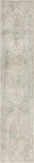 Nourison Home Astra Machine Washable Blue Green 2'2" x 10' Area Rug - Easy Clean, Non Shedding, Bed Room, Living Room, Dining Room, Kitchen (10' Runner)