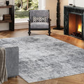 Area Rug 4x6 Washable Rug Light Grey for Living Room, Dining Room, Bedroom, Large Carpets, Non Slip & Non-Shedding Low Pile Vintage Print Rug for Home Office Decor