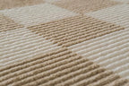 Revival Rugs Gambit 2'7"x9' Checkered Rug Machine Washable Runner Rug for Hallway Entryway - 100% Recycled Oeko-TEX Certified, Medium Pile, Camel, Beige